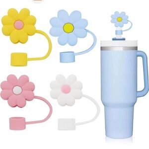 Flower Straw Toppers - Multi Color (6 Pack)